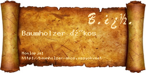 Baumholzer Ákos névjegykártya